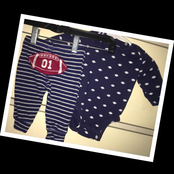 •Carters baby boy football themed 4pc. Mix’n’ match outfit set🏈EUC🏈3m - Picture 2 of 7